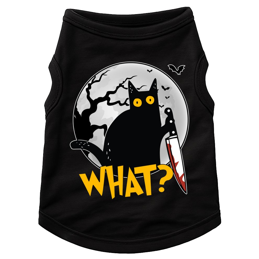 Funny Halloween What Killer Black Cat With Knife Doggie Tank
