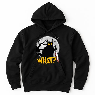 Funny Halloween What Killer Black Cat With Knife Hoodie
