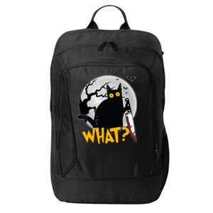 Funny Halloween What Killer Black Cat With Knife City Backpack