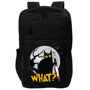 Funny Halloween What Killer Black Cat With Knife Impact Tech Backpack