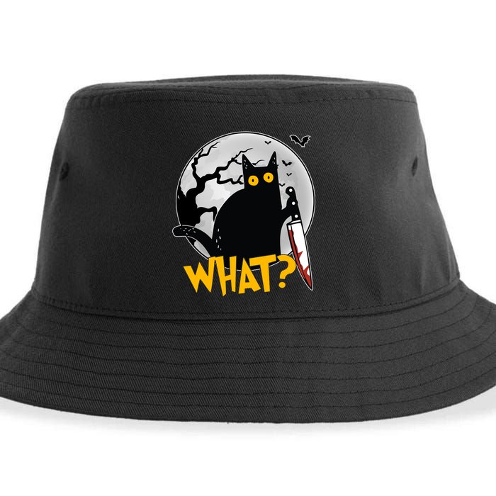 Funny Halloween What Killer Black Cat With Knife Sustainable Bucket Hat