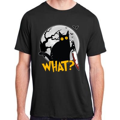 Funny Halloween What Killer Black Cat With Knife Adult ChromaSoft Performance T-Shirt