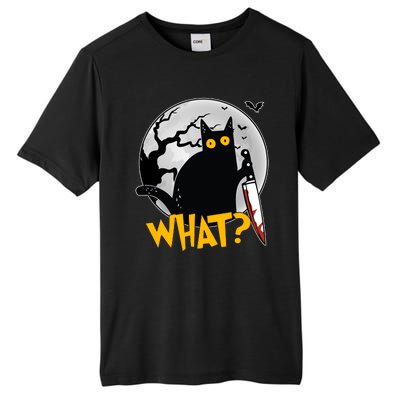 Funny Halloween What Killer Black Cat With Knife Tall Fusion ChromaSoft Performance T-Shirt