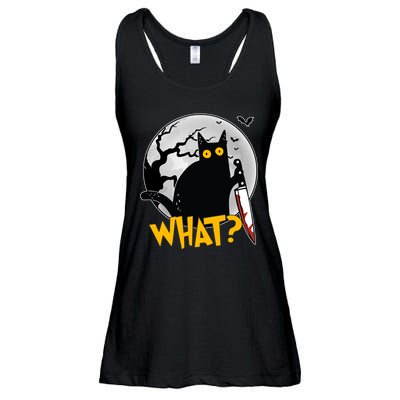 Funny Halloween What Killer Black Cat With Knife Ladies Essential Flowy Tank