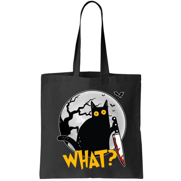 Funny Halloween What Killer Black Cat With Knife Bag