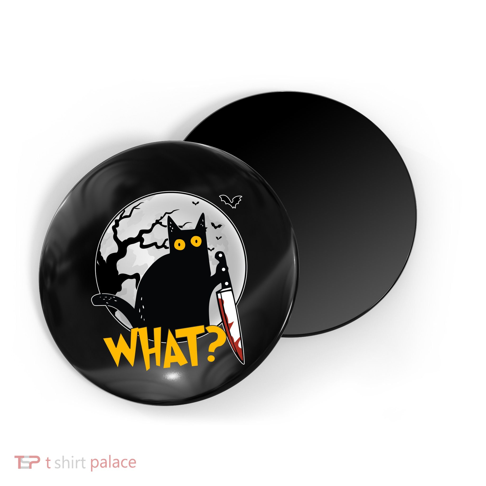 Funny Halloween What Killer Black Cat With Knife Magnet