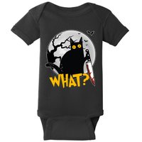 Funny Halloween What Killer Black Cat With Knife Baby Bodysuit