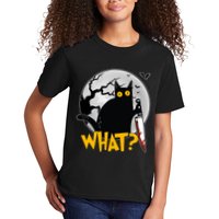 Funny Halloween What Killer Black Cat With Knife Kids T-Shirt