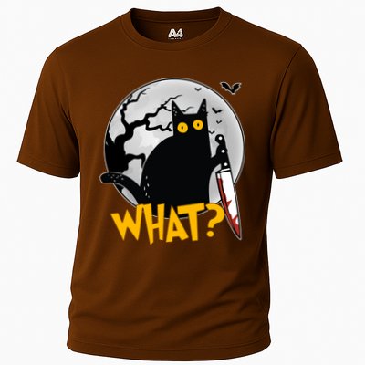 Funny Halloween What Killer Black Cat With Knife Performance Shirt