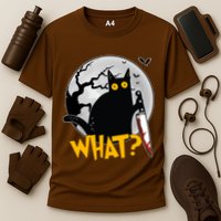 Funny Halloween What Killer Black Cat With Knife Cooling Performance Crew T-Shirt