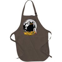 Funny Halloween What Killer Black Cat With Knife Full-Length Apron With Pockets