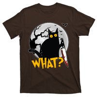 Funny Halloween What Killer Black Cat With Knife T-Shirt