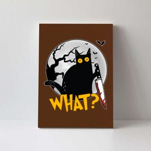 Funny Halloween What Killer Black Cat With Knife Canvas