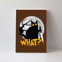 Funny Halloween What Killer Black Cat With Knife Canvas