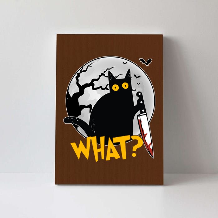 Funny Halloween What Killer Black Cat With Knife Canvas