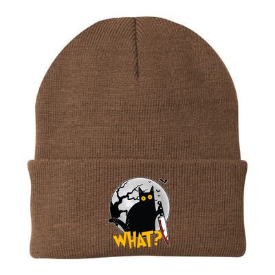 Funny Halloween What Killer Black Cat With Knife Beanie