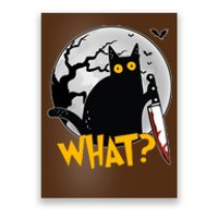 Funny Halloween What Killer Black Cat With Knife Poster