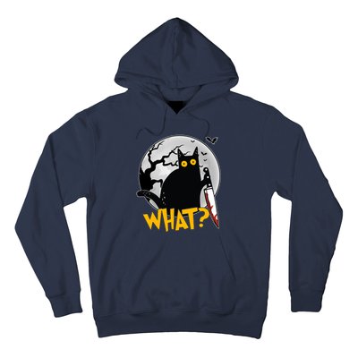 Funny Halloween What Killer Black Cat With Knife Hoodie