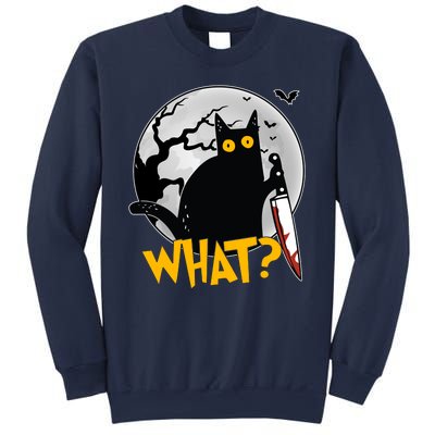 Funny Halloween What Killer Black Cat With Knife Sweatshirt