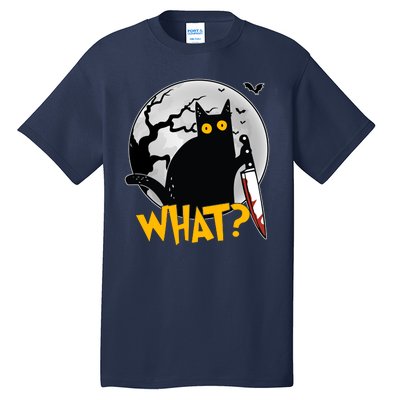 Funny Halloween What Killer Black Cat With Knife Tall T-Shirt