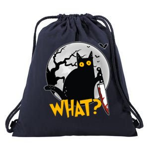 Funny Halloween What Killer Black Cat With Knife Drawstring Bag