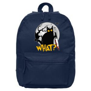 Funny Halloween What Killer Black Cat With Knife 16 in Basic Backpack