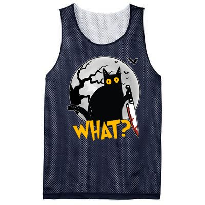 Funny Halloween What Killer Black Cat With Knife Mesh Reversible Basketball Jersey Tank