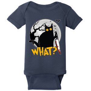 Funny Halloween What Killer Black Cat With Knife Baby Bodysuit