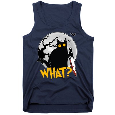 Funny Halloween What Killer Black Cat With Knife Tank Top