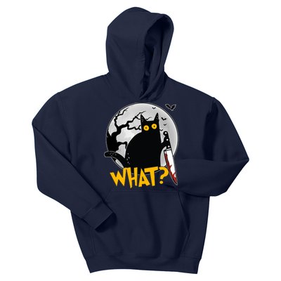 Funny Halloween What Killer Black Cat With Knife Kids Hoodie