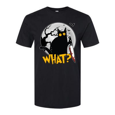 Funny Halloween What Killer Black Cat With Knife Softstyle® CVC T-Shirt