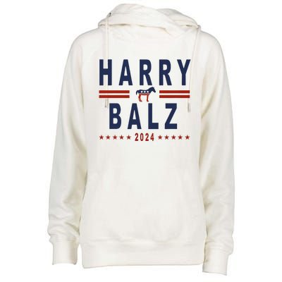 Funny Harris Walz 24 Harry Balz 2024 Meme Democratics Vote Womens Funnel Neck Pullover Hood