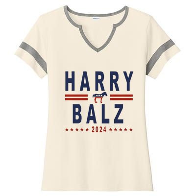 Funny Harris Walz 24 Harry Balz 2024 Meme Democratics Vote Ladies Halftime Notch Neck Tee