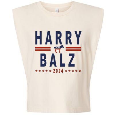 Funny Harris Walz 24 Harry Balz 2024 Meme Democratics Vote Garment-Dyed Women's Muscle Tee