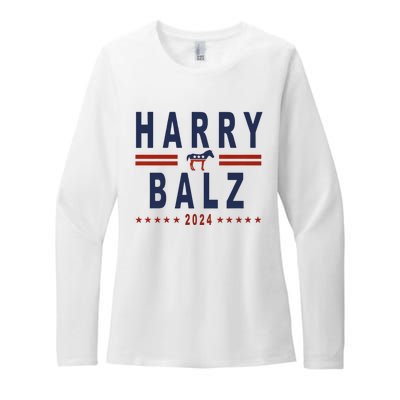 Funny Harris Walz 24 Harry Balz 2024 Meme Democratics Vote Womens CVC Long Sleeve Shirt