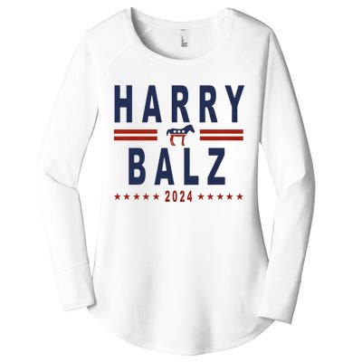 Funny Harris Walz 24 Harry Balz 2024 Meme Democratics Vote Women's Perfect Tri Tunic Long Sleeve Shirt