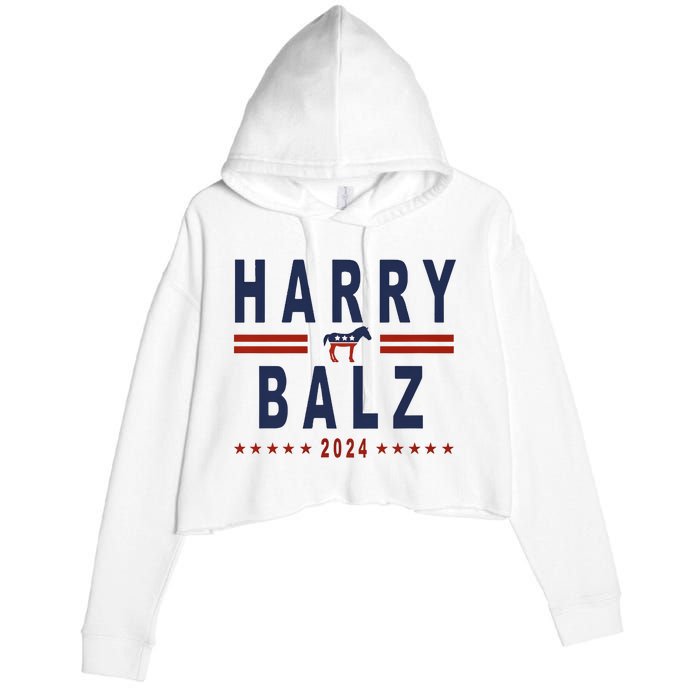 Funny Harris Walz 24 Harry Balz 2024 Meme Democratics Vote Crop Fleece Hoodie