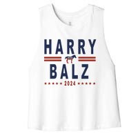 Funny Harris Walz 24 Harry Balz 2024 Meme Democratics Vote Women's Racerback Cropped Tank