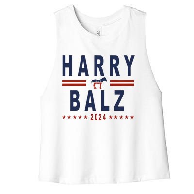 Funny Harris Walz 24 Harry Balz 2024 Meme Democratics Vote Women's Racerback Cropped Tank