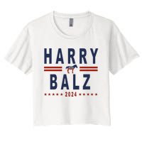 Funny Harris Walz 24 Harry Balz 2024 Meme Democratics Vote Women's Crop Top Tee