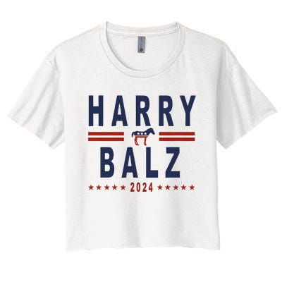 Funny Harris Walz 24 Harry Balz 2024 Meme Democratics Vote Women's Crop Top Tee