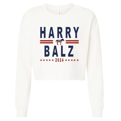 Funny Harris Walz 24 Harry Balz 2024 Meme Democratics Vote Cropped Pullover Crew