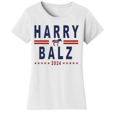 Funny Harris Walz 24 Harry Balz 2024 Meme Democratics Vote Women's T-Shirt