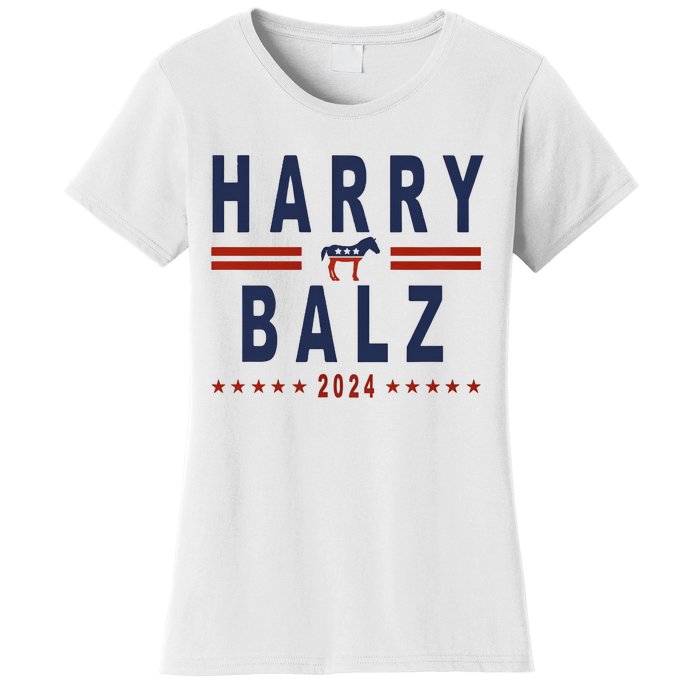 Funny Harris Walz 24 Harry Balz 2024 Meme Democratics Vote Women's T-Shirt