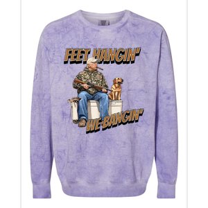 Feet Hangin We Bangin Trump Duck Hunting Colorblast Crewneck Sweatshirt