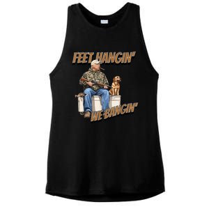 Feet Hangin We Bangin Trump Duck Hunting Ladies PosiCharge Tri-Blend Wicking Tank