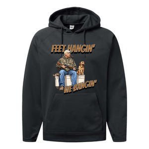 Feet Hangin We Bangin Trump Duck Hunting Performance Fleece Hoodie