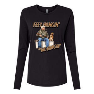 Feet Hangin We Bangin Trump Duck Hunting Womens Cotton Relaxed Long Sleeve T-Shirt