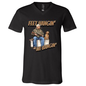 Feet Hangin We Bangin Trump Duck Hunting V-Neck T-Shirt