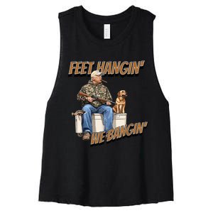 Feet Hangin We Bangin Trump Duck Hunting Women's Racerback Cropped Tank